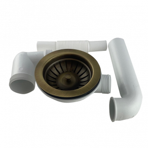 Ausmann geborstelde messing gouden afvoerset spoelbak incl. overloop messing