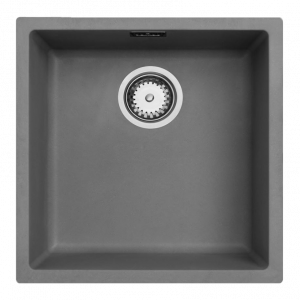 Beton grijze spoelbak 40x40cm onderbouw opbouw en vlakbouw met rvs plug