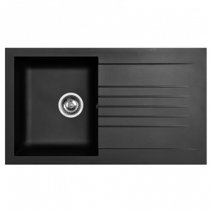 Ausmann Fibre spoelbak zwart omkeerbaar met afdruip opbouw 86x50 cm