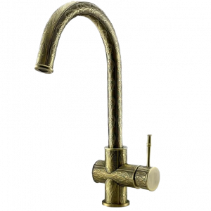 Edward Nostalgische keukenkraan met draaibare uitloop Brons klassiek met decoratie