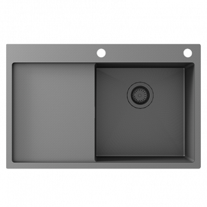 Ausmann Turt gun metal spoelbak met afdruipgedeelte links 780x500mm opbouw en vlakbouw