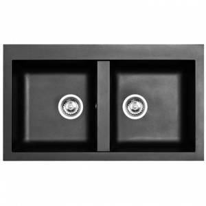 Ausmann Fibre dubbele spoelbak zwart kunststof opbouw 86x50cm