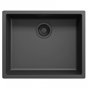 Zwarte spoelbak 50x40cm onderbouw opbouw en vlakbouw met zwart plug