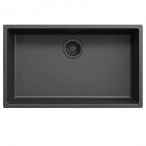 Zwarte grote spoelbak 70x40cm onderbouw opbouw en vlakbouw met zwart plug