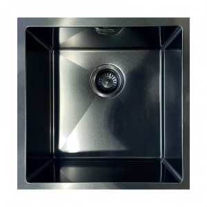 Ausmann Mosel RVS spoelbak antraciet kleur PVD Gun Metal 40x40 onderbouw vlakbouw en opbouw