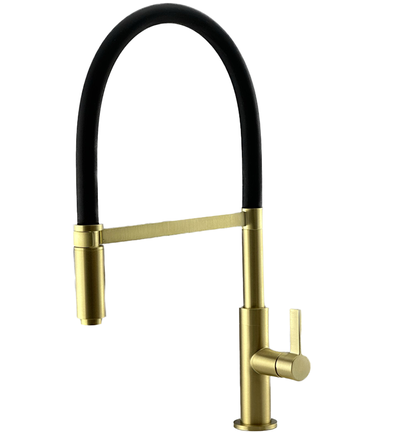 Ausmann Lavea gouden keukenkraan PVD gold met draaibare en flexibele uitloop