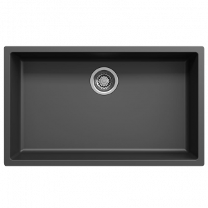 Zwarte grote spoelbak 70x40cm onderbouw opbouw en vlakbouw met rvs plug